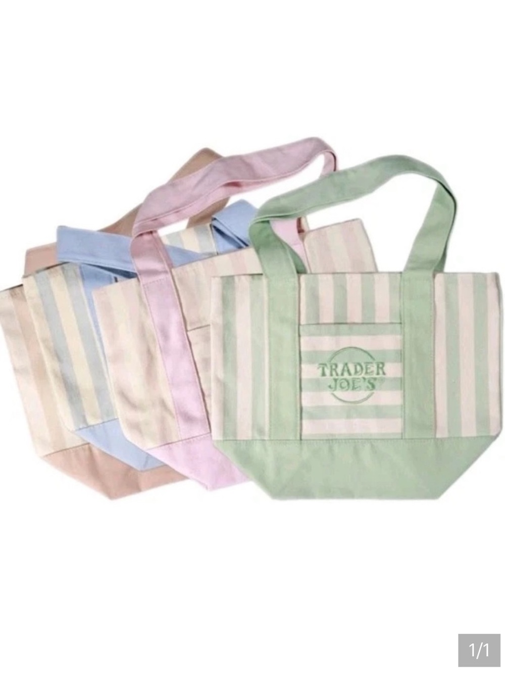 NEW Trader Joe’s Pastel Striped Mini Canvas Totes!! Set of 4 - NWT!